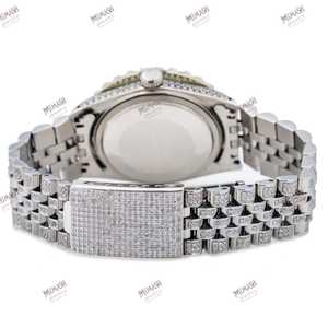 Nouveauté 36mm Chiffre Romain Analogique Cadran Noir Montre de Luxe Entièrement Glacé Moissanite Diamant Unisexe HipHop Style Toutes Occasions - Product Image 5