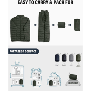 Chaqueta acolchada para hombre, Abrigo acolchado elegante, ropa de abrigo ligera y cálida para invierno, ropa informal, chaqueta aislada para exteriores a la moda - Product Image 5