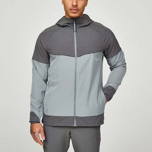 Chaqueta de lluvia de lona para hombre al por mayor chaqueta bomber deportiva logotipo personalizado bloque de color curvo cremallera estilo callejero con estampado de hojaldre - Product Image 3