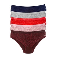 Braguitas de Bikini de Cintura Alta con Encaje Floral de Algodón y Elastano para Mujer, Estilo Romántico, Talla Normal, Tejido Ecológico