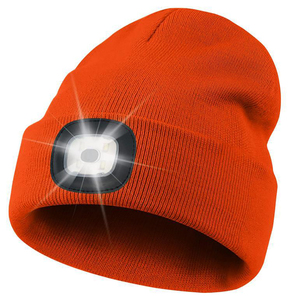 Gorro de faro con puños iluminados de punto cálido de invierno recargable Gorro de gorro LED de invierno unisex con luz - Product Image 5