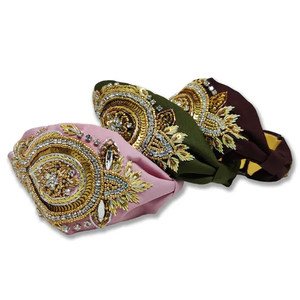 Bandeau brodé multicolore fait main pour femmes et filles, collection Jour de match, bandeau à vendre - Product Image 2