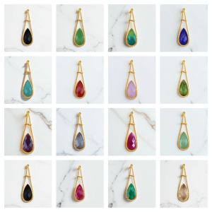 Pear Red <b>Onyx</b> Gemstone Twisted Bezel Charm Pendant - Wholesale Gold Plated DIY Charms Pendant - 10x16 MM Pear Stone - Product Image 2