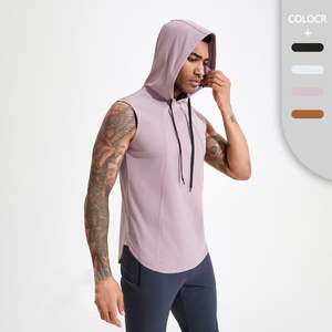Débardeurs à capuche pour hommes Bodybuilding Muscle Cut Off T Shirt Chemises de course sans manches avec sweat à capuche Gym Training Hoodies - Product Image 1