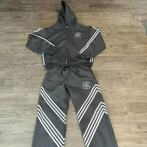 Custom Joggers Sweatsuit Blank Activewear 100% Fleece Cotton Hoodie Jogging Suits Pantalones de chándal y Sudadera con capucha Set Chándales para hombres - Product Image 1