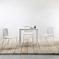 Table de salle à manger carrée 70x70 cm, plateau compact en stratifié, structure en acier galvanisé, empilable, table de bistrot, café, restaurant, extérieur