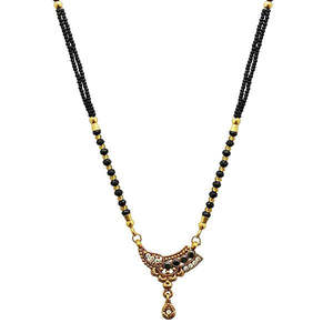 Kriaa chapado en oro blanco austriaco y cuentas Mangalsutra elegante anillo de dedo fino modelo 1500674 - Product Image 1