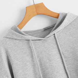 Top corto de la mejor calidad con capucha para damas, Color gris, manga larga, Fitness, Yoga, cómodo, Top corto con capucha para mujer - Product Image 6