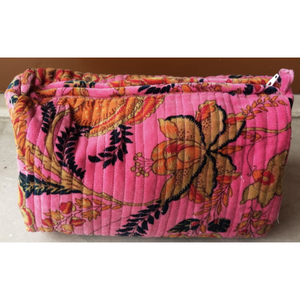 Sweat à capuche bohème en velours rose fuchsia avec motif brodé, portable et doté d'une fermeture éclair - Product Image 1