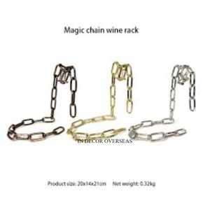 Modern Creative Art Designer Superior Quality Metal Made Gold Plated Chain Designer Wine Bottle Holder Decorative From India - Product Image 4