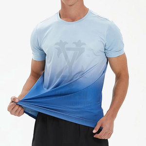 Camiseta de gimnasio de punto para hombre con estampado de pantalla personalizado de alta elasticidad Tie Dye, ropa de calle de moda, camisas de manga corta - Product Image 4