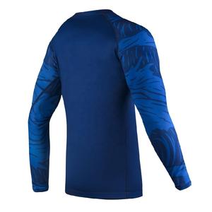 Rash Guards de alto rendimiento para hombres Color azul sólido Manga completa Elástico Spandex/Poliéster Logotipo personalizado Rash Guards en venta - Product Image 3