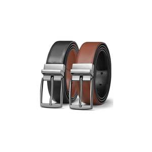 Cinturón de cuero reversible para hombre-Vestido de doble cara y cinturón informal, ajuste para adaptarse, 2 estilos en un cinturón (traje para la cintura - Product Image 4