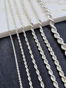 Cadena de cuerda de plata de ley 925 para hombre y mujer, hecha a mano, diseño moderno y clásico, tamaño y longitud personalizables - Product Image 5