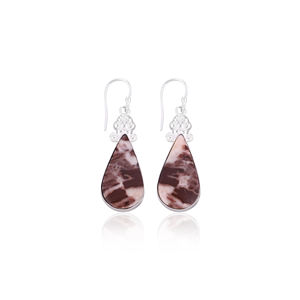 Pendientes de Plata de Alta Calidad con Gema de Jaspe Malinga, Pendientes de Moda Estilo Boho, Joyería Popular al por Mayor - Product Image 1