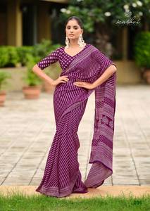 Collection de saris imprimés en feuille de mousse mate en gros, catalogue complet, vêtements de fête et décontractés, séchage rapide, toutes saisons, vêtements indiens et pakistanais - Product Image 3