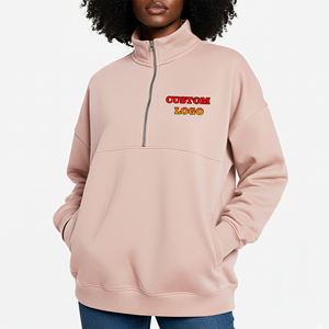 High Quality Winter 3D Embroidery Custom Logo Quarter-<b>Zipper</b> Stand Collar Pullover Women's Sweatshirt Training Gym Wear - Product Image 4