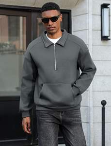 Wholesale <b>Mens</b> <b>Half</b> <b>Zip</b> Pullover Hoodie Custom Logo <b>Sweatshirt</b> Streetwear Fashion Casual OEM Supplier streetwear - Product Image 3
