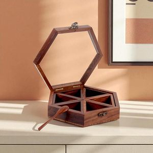 Hot bán bằng gỗ gia vị hộp với sáu <span class=keywords><strong>container</strong></span> và muỗng thanh lịch gia vị <span class=keywords><strong>container</strong></span> cho nhà bếp trang trí lưu trữ Organizer - Product Image 5