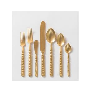 Ensemble de couverts en laiton de nouvelle conception de 7 pièces avec vernis mat et laque de sécurité alimentaire ensembles de couverts de meilleure qualité pour le prix de gros - Product Image 1