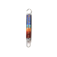 Baguette de guérison artisanale en cristal des sept chakras avec gravure sanskrit, divers cristaux, réalisée par des artisans, Feng Shui, 6-8 pouces