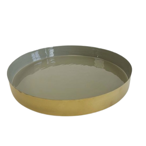 Ensemble de trois plateaux en aluminium de table plateau fini en émail fête de mariage conception à la main plateau de service de forme arrondie - Product Image 4