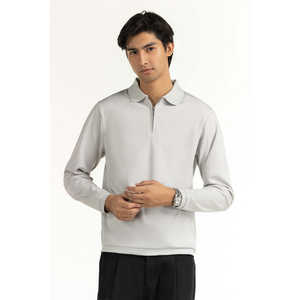 T-shirt Polo Homme Slim Fit MN-PSH-WS25-019 en Spandex de Haute Qualité avec Fermeture Éclair – Confortable et Anti-Plis pour le Golf - Product Image 4