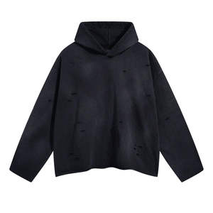 Sudadera con capucha de invierno de forro polar grueso, lavable, estilo vintage, para streetwear, con diseño digital personalizado, efecto desgastado y descolorido por el sol, y logotipo personalizado. - Product Image 5