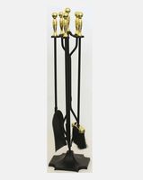 Ensemble de feu en laiton poli antique avec des outils de feu durables fabriqués à la main pour s'adapter magnifiquement aux paramètres de cheminée du vieux monde