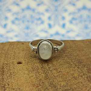 แหวนพลอยมูนสโตนสีเงินทำด้วยมือทำจากช่างฝีมือทำด้วยมือแหวนเงิน925 - Product Image 4