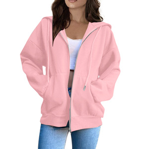 Sudadera con capucha de lana de punto de invierno para mujer de alta calidad, sudadera informal con cremallera, cuello de diseño bordado, logotipo frontal personalizado, venta al por mayor - Product Image 6