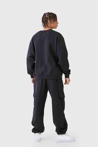 Ensemble survêtement cargo surdimensionné pour homme OEM, logo personnalisé, respirant, 100% coton, sweat-shirt surdimensionné et pantalon cargo, ensemble de survêtement - Product Image 2