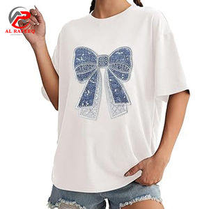 Camisetas de alta calidad para mujer al por mayor, tela suave de primera calidad, cadena de perlas, diamantes de imitación, abalorios, estilo elegante delicado para mujer, diario - Product Image 6