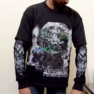 เสื้อยืดแขนยาวพิมพ์ลายกราฟิกแนววินเทจสำหรับผู้ชายเสื้อแนวสตรีททุกคนแบบปรับแต่งได้สำหรับผู้ชาย - Product Image 1