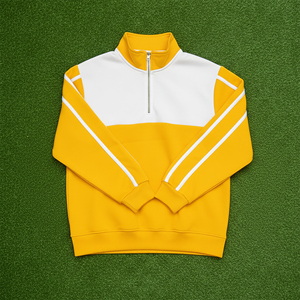 Suéteres Personalizables para Hombre, Sudaderas con Cierre de 1/4, Paneles de Trabajo Transpirables, Mangas Largas, Cuello Alto Simulado a Rayas, Ropa Exterior - Product Image 3