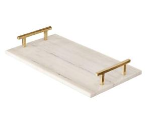Plateau de service en marbre blanc en vente chaude, plateaux pour la maison et la table, plateau de service en marbre de haute qualité, nouveau look avec poignée. - Product Image 1