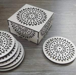 Posavasos personalizado moderno respetuoso con el medio ambiente 3,75 sublimación Hardboard Mdf Squarestone con posavasos trasero de corcho - Product Image 3