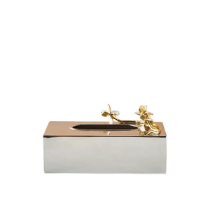 Boîte à mouchoirs moderne en métal faite à la main, écologique, finition cuivre, accent floral, forme et logo personnalisés pour hôtels, restaurants, vente en gros - Product Image 4