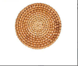 Ensemble de sous-verres en rotin carré rond traditionnel de style classique 6 pièces comprenant une boîte pour tasses bols à des fins décoratives - Product Image 4