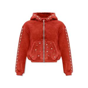 Sweat-shirts pour hommes en coton lourd 600 g/m², personnalisés, en gros, pour l'hiver, avec impression numérique, fermeture éclair, effet délavé à l'acide, pierres précieuses - Product Image 3