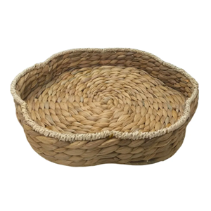 ถาดดอกไม้ทำจากผักตบชวา ขายส่งจากเวียดนาม ถาดเสิร์ฟลายดอกไม้ทำมือ ตะกร้าผลไม้สไตล์โบโฮ ของตกแต่งบ้าน งานฝีมือ - Product Image 1