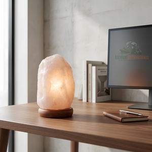 Lampe en sel de roche himalayen blanc naturel faite à la main, élégante lampe de table en cristal pour la maison et le spa, 100% pure - Product Image 3