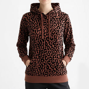 Sudadera con Capucha de Moda para Mujer, Diseño Moderno y Elegante, Estampado de Leopardo, Gruesa y Cálida, con Bolsillos - Product Image 1