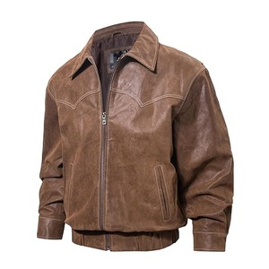 Blouson aviateur en cuir véritable pour hommes veste décontractée automne hiver veste en cuir Offre Spéciale marron nouveauté PU grande taille - Product Image 1