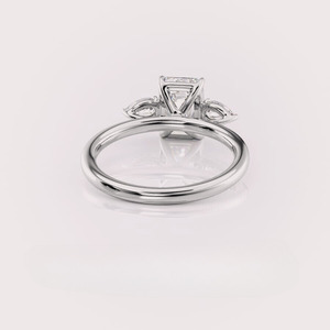 IGI Certified <b>Emerald</b> Cut Lab Grown Diamond Three Stone Engagement & Anniversary <b>Ring</b> Solid 925 Sterling <b>Silver</b> Pear Side Stone - Product Image 4