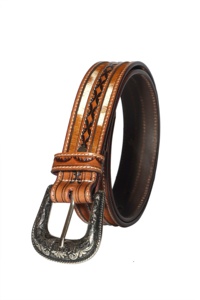 Cinturón de cuero personalizable para hombre, hebilla de pin, bordado de cuero de grano superior, cinturón deportivo, suministros para montar a caballo, OEM y ODM - Product Image 2