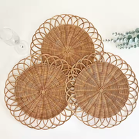 TUYET DUNG FAD4 Assiette de présentation classique en rotin tressé, fabriquée au Vietnam, faite à la main, pour mariage, fêtes, décoration de table, design floral