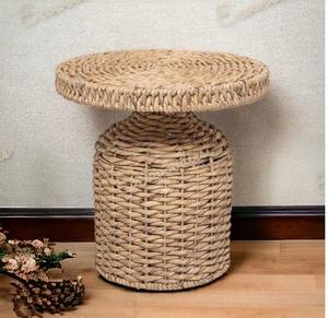 Mesa auxiliar ligera de mimbre con ondas creativas: moderna y elegante mesita de noche, mesa de centro redonda para sala de estar, dormitorio, balcón - Product Image 4