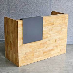 BLT68016 Mostrador de Recepción de Madera de Caucho Natural de 1.4m con Cajones, Diseño Moderno y Minimalista, Durable, para Oficina, Hotel, Escuela, Hospital - Product Image 5