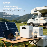 Station portable 3.6KW 6KW LiFePO4 avec onduleur à onde sinusoïdale pure MPPT pour panneau solaire externe, idéale pour la maison et les zones éloignées (système de secours)